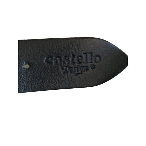 Castello Black Leather Mens Belt With Silver Buckle 95-100 CM 38-40 Inches - Picture 4 of 5